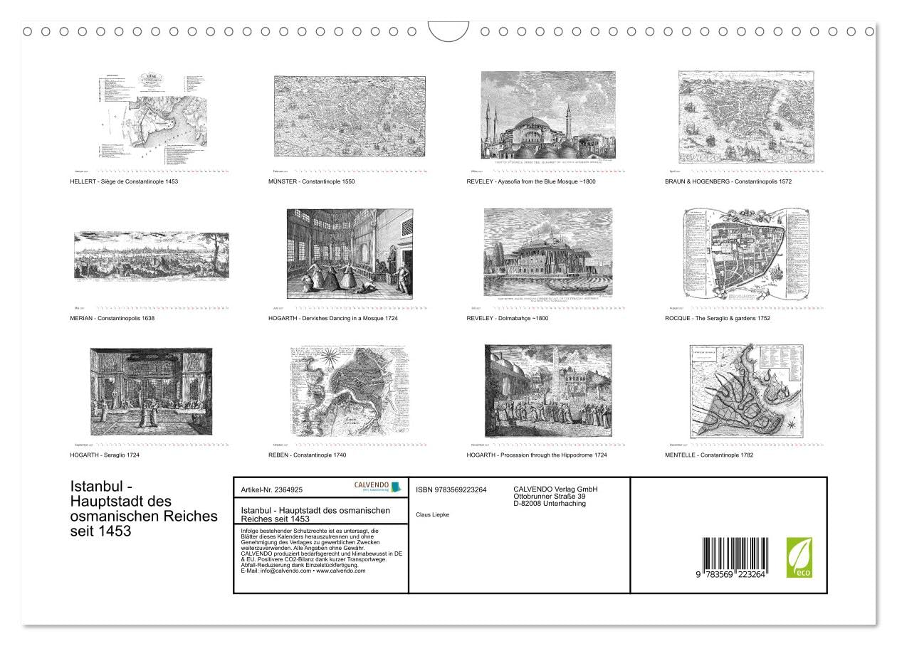 CALVENDO - Istanbul - Hauptstadt des osmanischen Reiches seit 1453 (Wandkalender 2027 DIN A3 quer), Monatskalender: Historische Ansichten Istanbuls