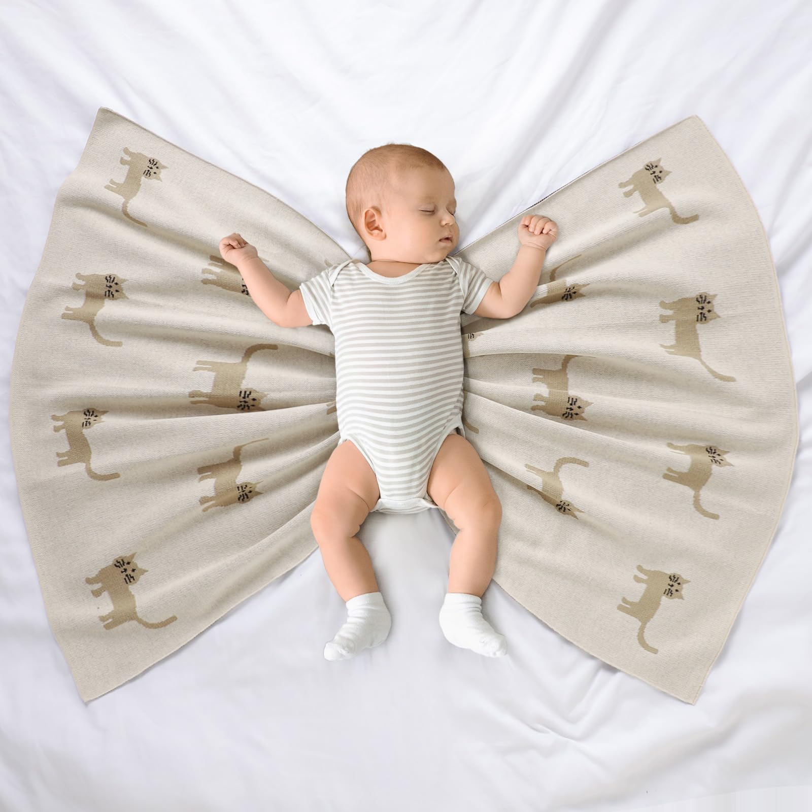 Hadetoto Baby Blanket for Newborn Soft Cozy Knitted Cotton Blankets Baby Essentials Gifts for Newborn Girl Boy 100 x 80cm - Image 3