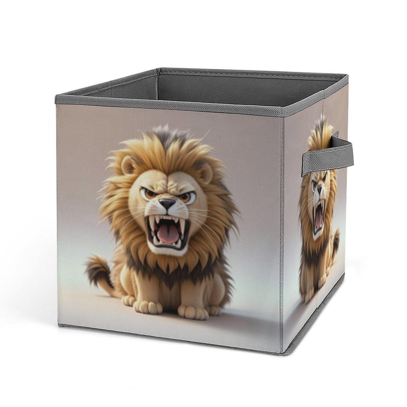 FekiLoot Lion Folding Storage Bins with Handles Large Fabric Storage Cube Storage Organizer Heavy Duty Closet Organizer Sturdy Collapsible Bin Foldable Baskets