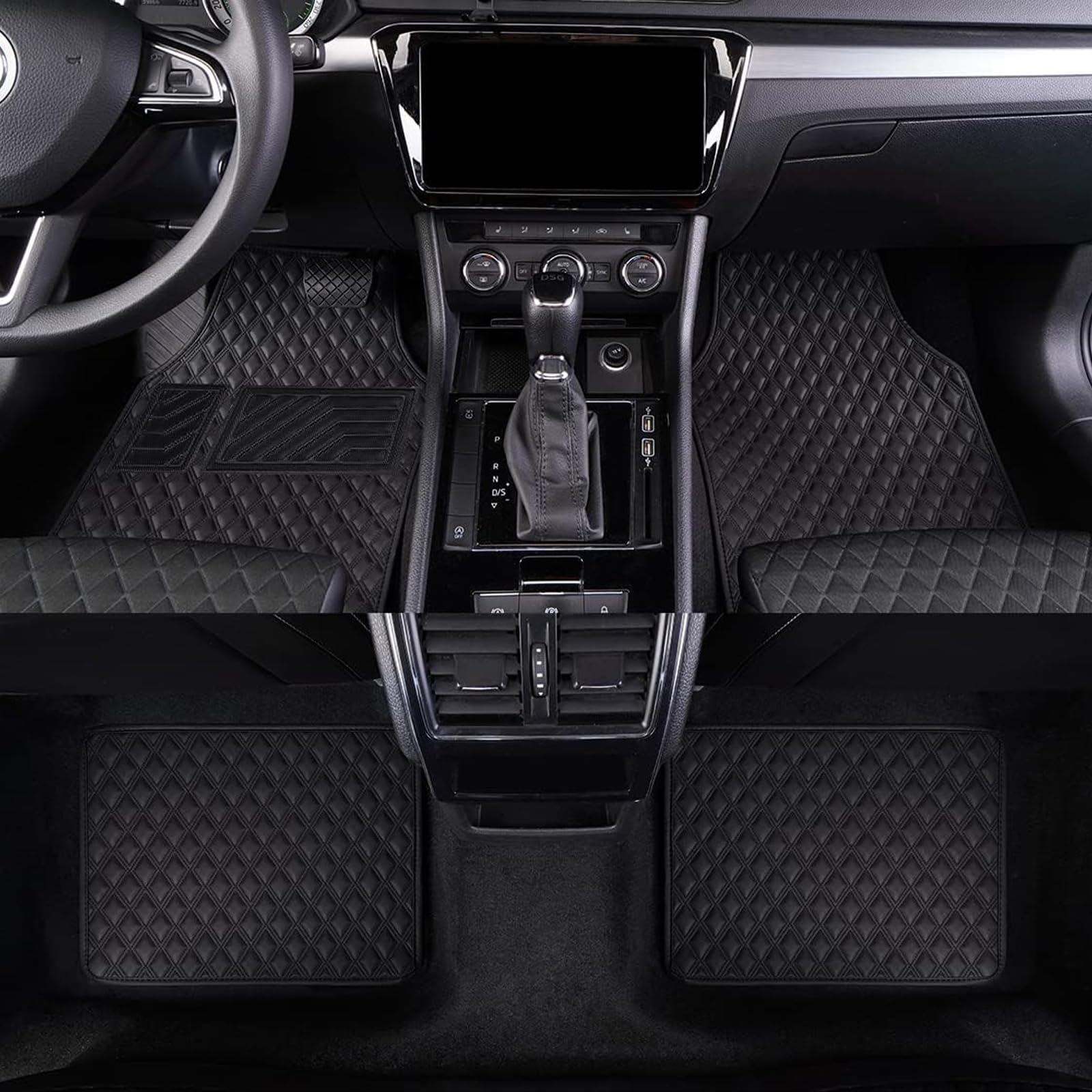 Tapis Sol Cuir Voiture pour Toyota Yaris Cross/Hybrid 2020-2025, 4 Pièces Résistant Imperméable Anti-Dérapants Moquettes, sur Mesure Avant ArrièRe Tous Temps Accessoires,A/Black