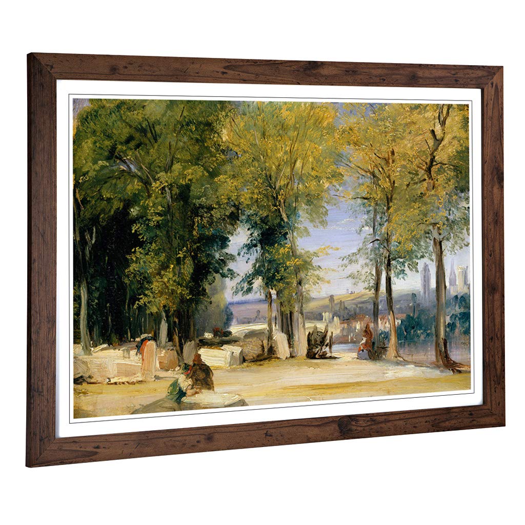 Big Box Art Framed Print of Richard Bonington View Near Rouen Design | Wall Art Picture | Home Decor for Kitchen, Living Room, Bedroom, Hallway, Walnut, A2 / 24.5x18 Inch / 62x45cm