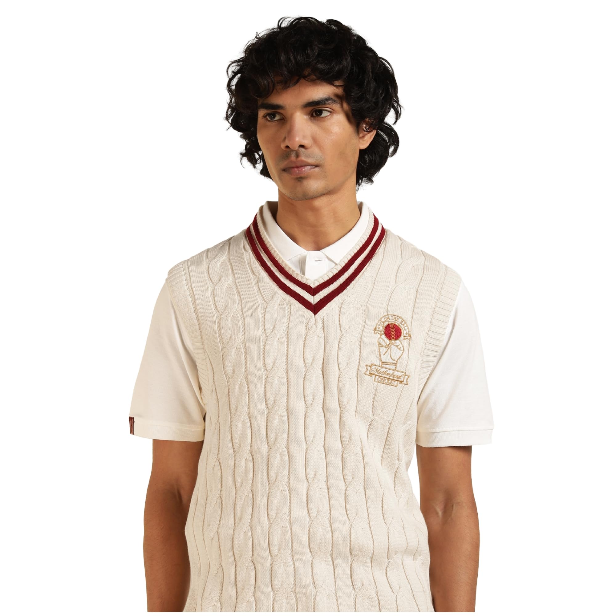 motherland Unisex Cotton Cricket Sleeveless Sweaters-White-picture-35