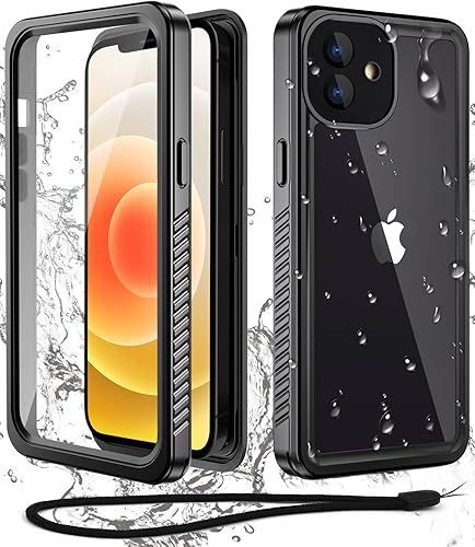 WIFORT - Funda impermeable para iPhone 12 Mini, protector de pantalla integrado, resistente al agua, protección contra caídas, dura, a prueba de