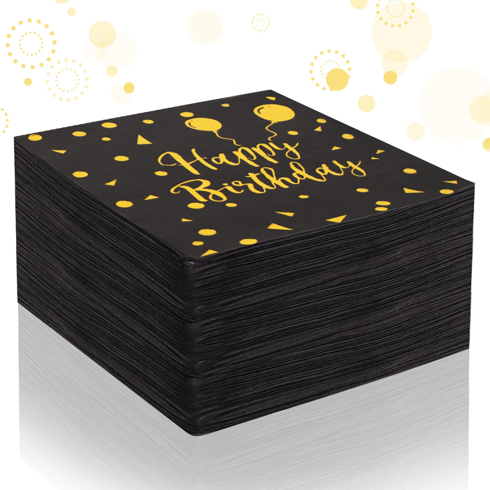 VZXZXE Happy Birthday Servietten Schwarz Gold