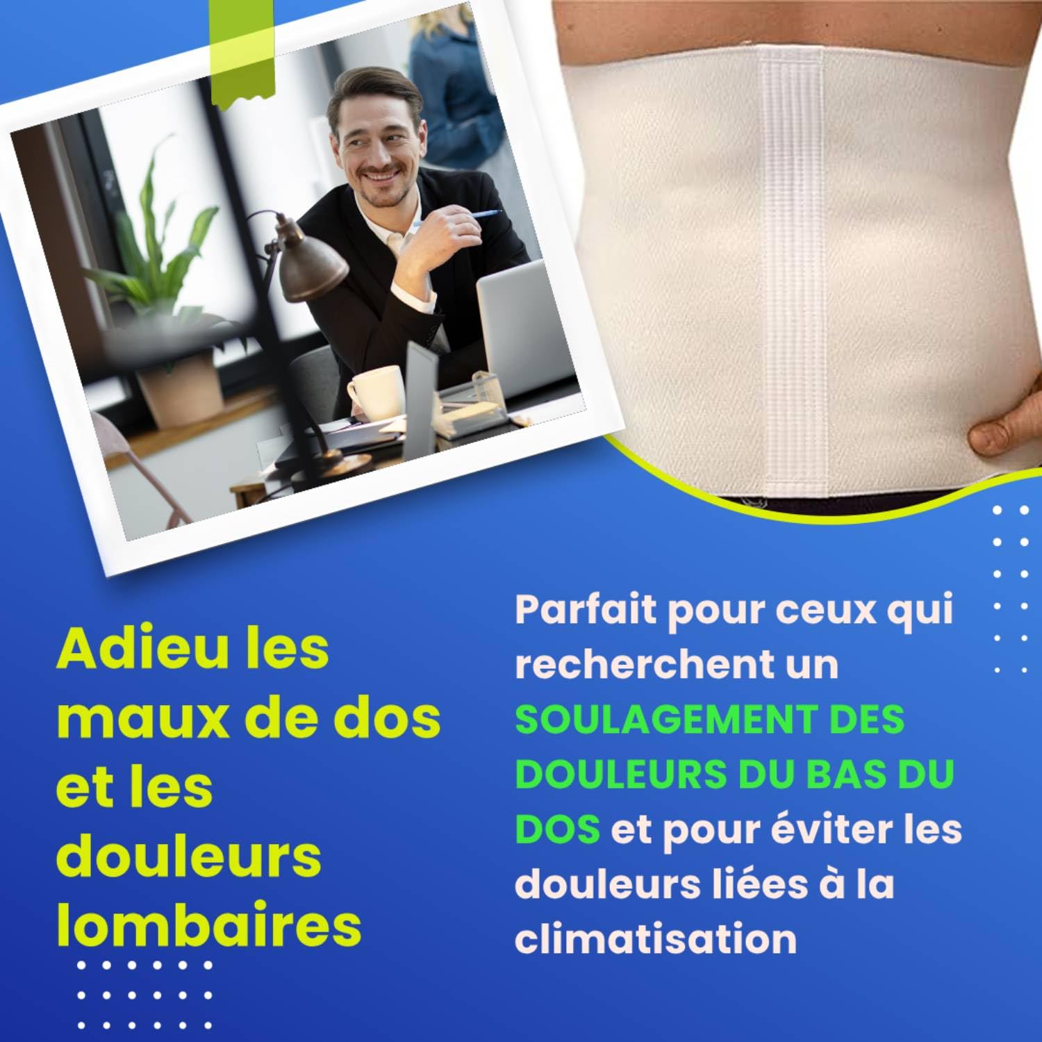 BODYPERFECT Ceinture lombaire chauffante Laine Abdominale Homme Femme Gaine ventre plat SMALL