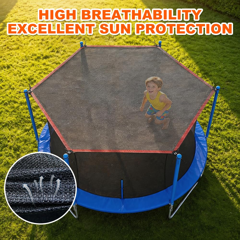 Trampolin Sonnenschutz Abdeckung, Ø 244 305 366cm Trampolin Sonnenschutz, UV-Beständige wasserdichte Trampolin Überdachung Abdeckung, Sonnenschutz Trampolin für 6/8-Stangen Zelt