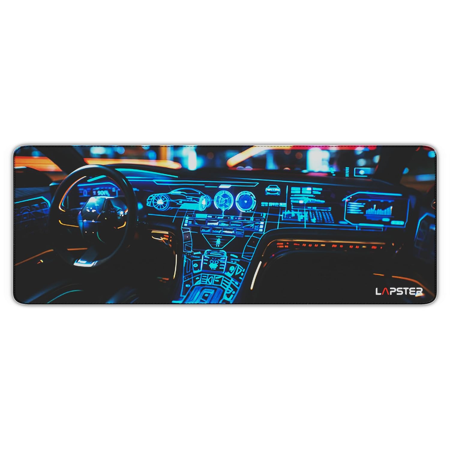 Lapster Dashboard Design Desk mat (800 mm x 300 mm x 2 mm) Mouse pad Gaming | Mouse mat | Curated Stitched Edges| Non-Slip Rubber Base|Keyboard and Mouse pad for Home & Office(Dashboard)
