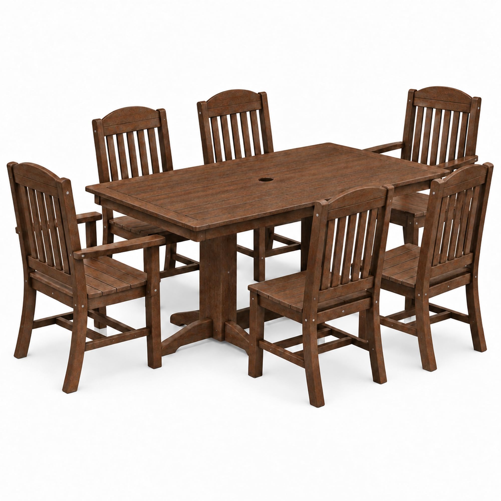 Rectangular poly lumber dining table and chairs