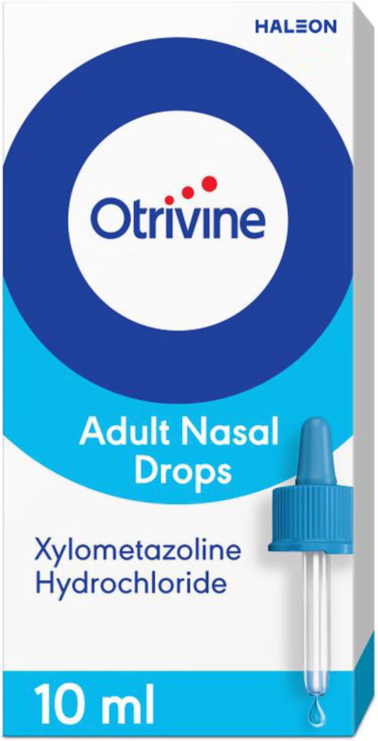Otrivine Decongestant Adult Nasal Drops for Blocked Nose Relief in Cold and Flu, 10 ml