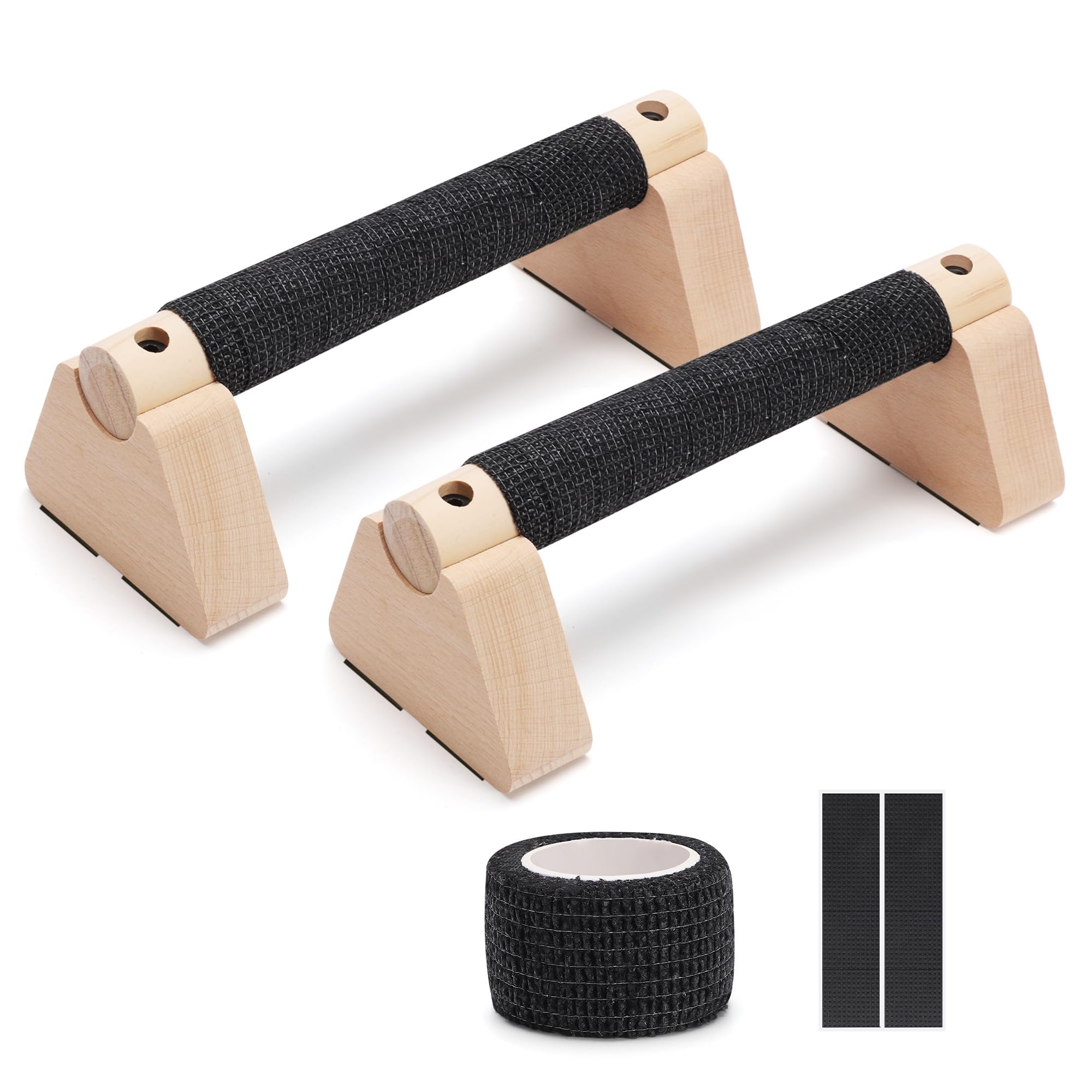 MEKOTRIN Wooden Parallettes Bar, Solid Push Up Stands for Handstands, Multifunctional Calisthenics Pushup Handles for Strength Training, Not Slip or Wobble, 25cm