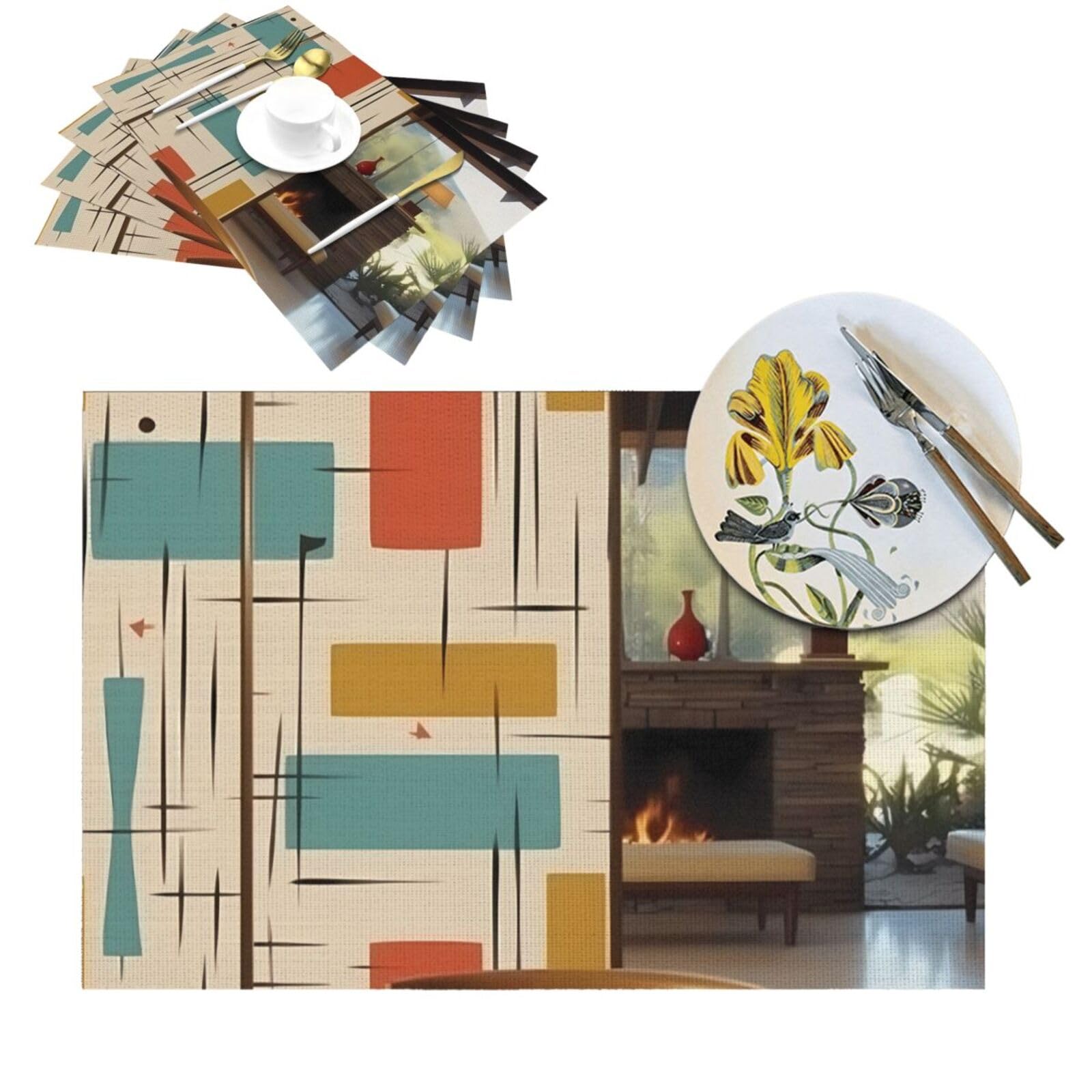 Sets de table en PVC tissés modernes et résistants à la chaleur lot de 6 pour repas extérieurs