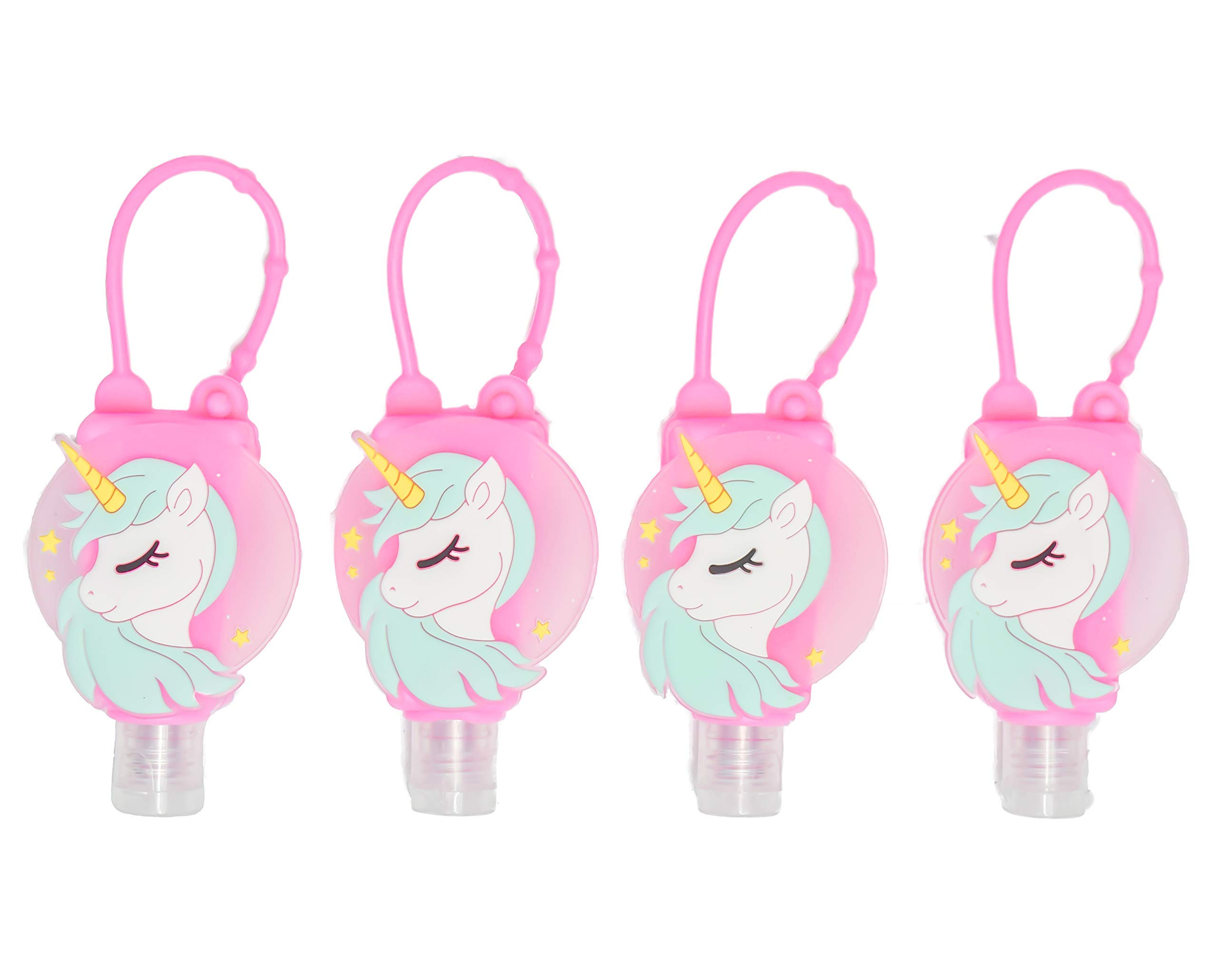 LMK Hand Sanitizer Holder for Kids | Hand Sanitizer Travel Size Bottles | Reusable Silicone Leak Proof Case | (4-Pack) Girls.