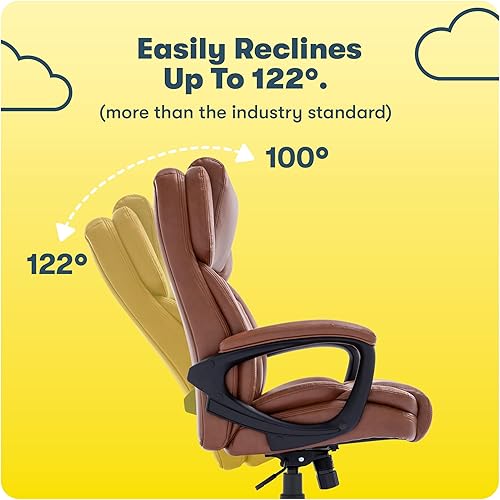 Miniatura 28 de Serta Silla de computadora ergonómica ajustable para oficina ejecutiva con almohadas corporales en capas, borde de asiento de cascada, cuero Blanco