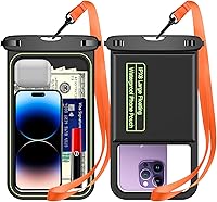 Vista 1 de Temdan 2 bolsas flotantes impermeables para teléfono, [hasta 10 pulgadas grandes] universal IPX8 impermeable para teléfono celular con cordón