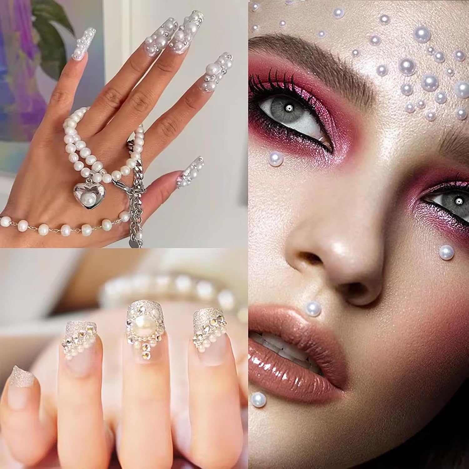 10000PCS 3mm Nail Art Flatback Half Round Tiny Pearls White Flatback Pearls for Nails Face Body Make Up Crafts Small Half Pearls Rhinestones for Home DIY Nails Shoes Salon Use