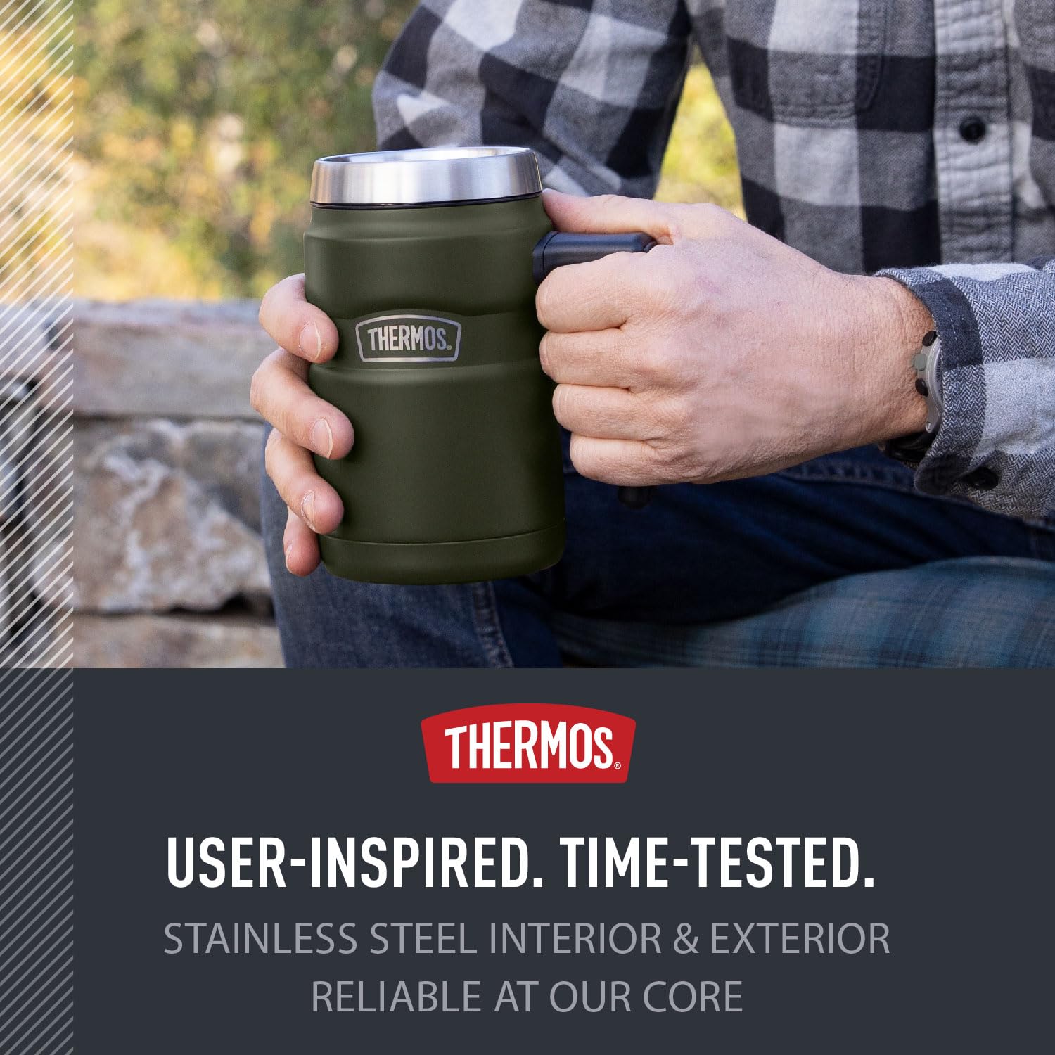 Thermos Taza de café Inoxidable King de 16 onzas Escritorio, Acero Mate