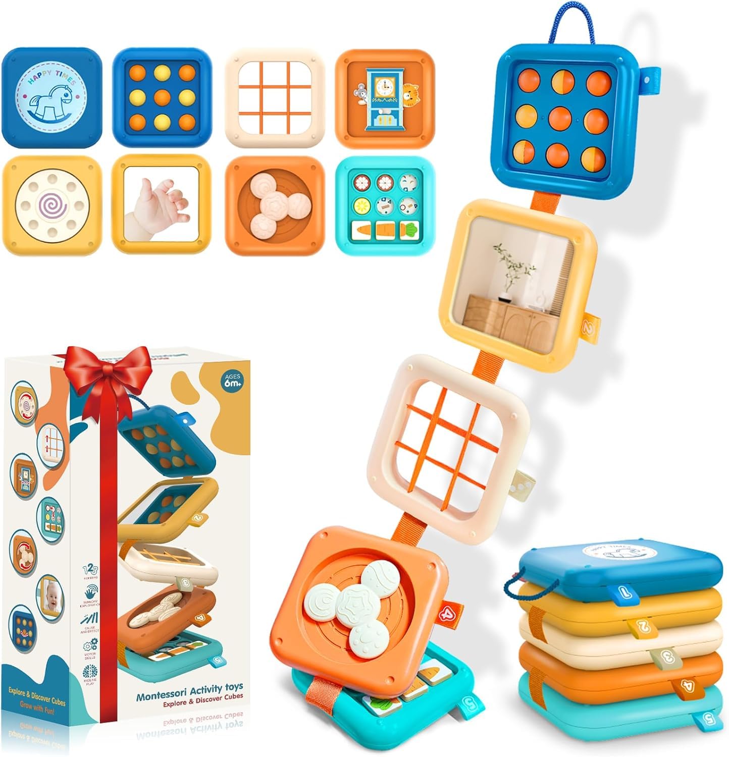Photo 1 of Montessori Busy Board for 1 Year Old, Airplane Toys for Babies 6-12 Months, Sensory Fine Motor Skills Activity Cube, Baby Travel Car Seat Toys for Toddler 1-3