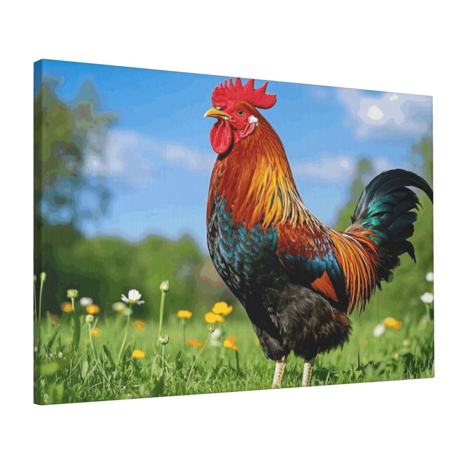 FodPand Canvas Wall Art for Living Room Wall Decor 16"x24" Modern Artwork Painting Pictures Hanging Canvas Prints rooster Aesthetic Wall Art for Bedroom Bathroom Office Wallart Decor