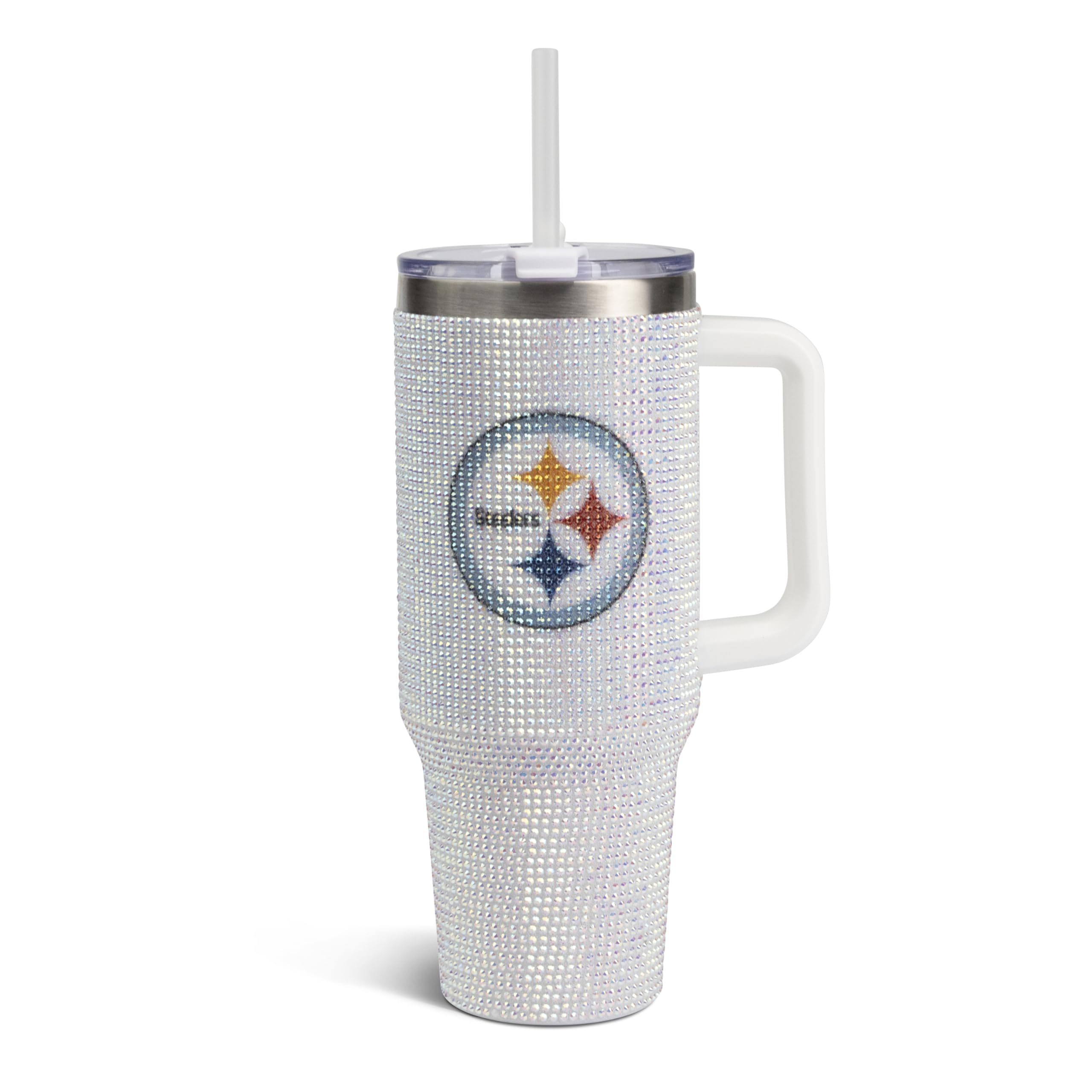 The Memory Company Officially Licensed 40oz White Bling Game Day Tumbler, Pittsburgh Steelers