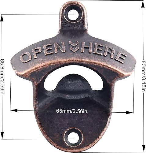 Miniatura 5 de HAIICEN Paquete de 5 abrebotellas de cerveza magnético de acero inoxidable montado en la pared con atrapasuros magnético incorporado rústico para