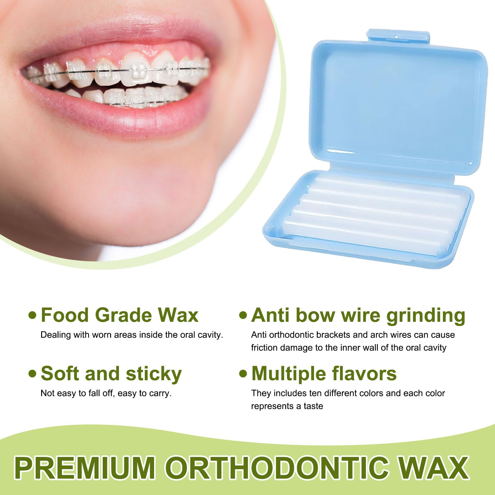 15 PCS Cire Orthodontique Cire Appareil Dentaire, 10 Saveurs Orthodontique Kits de Soins Dentaires de Soulagement, pour Porteurs D'appareil Dentaire, pour Soulager Les Irritations Et Les Douleurs