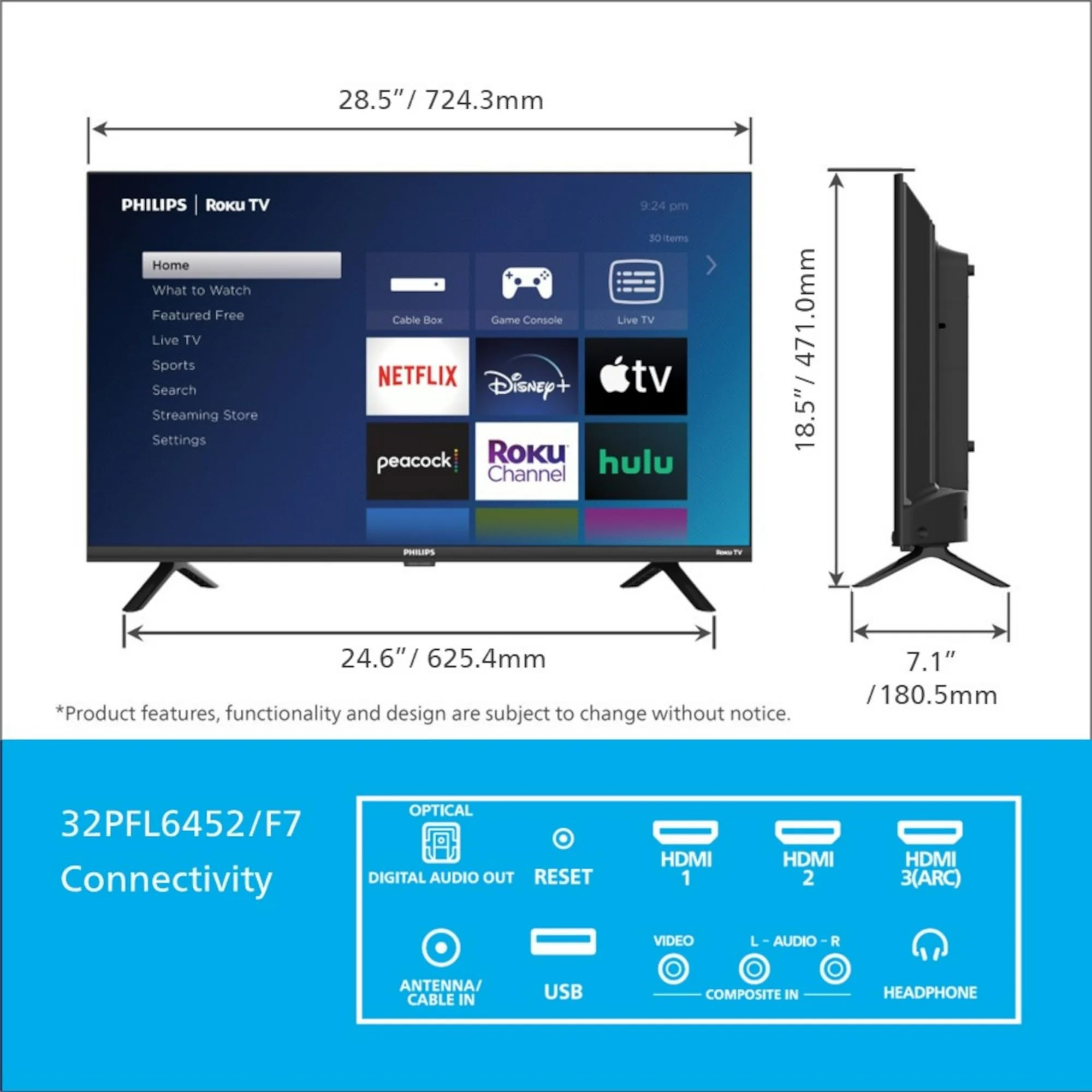 Amazon.com: Philips 32-Inch Class HD 720p Smart TV Borderless