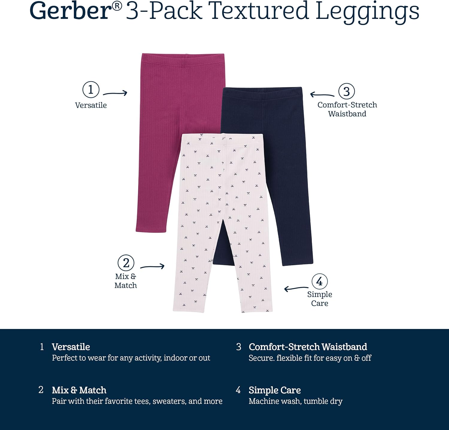 Gerber Baby-Girls Toddler 3-Pack Premium Leggings - Image 6