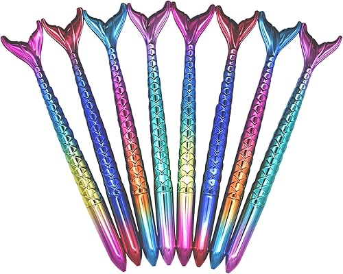 Vista 6 de 20 bolígrafos de sirena, bolígrafos de cola de pez, tinta negra, diseño elegante de belleza de peces para decoración de escritorio, escuela