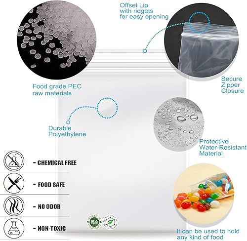 Miniatura 5 de 4 x 6 pulgadas, 200 bolsas de plástico transparente de 2 mil con cierre de cierre resellable para fotos, joyas, panadería, golosinas, viajes,