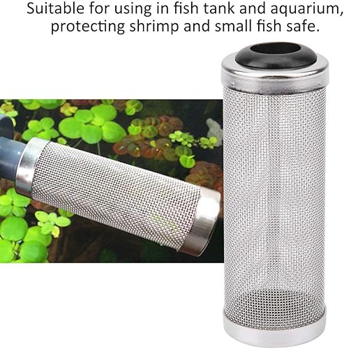 Miniatura 6 de Protector de filtro de acuario, acero inoxidable para peces de malla de camarones de malla de malla de filtro de cubierta de cilindro de camarones