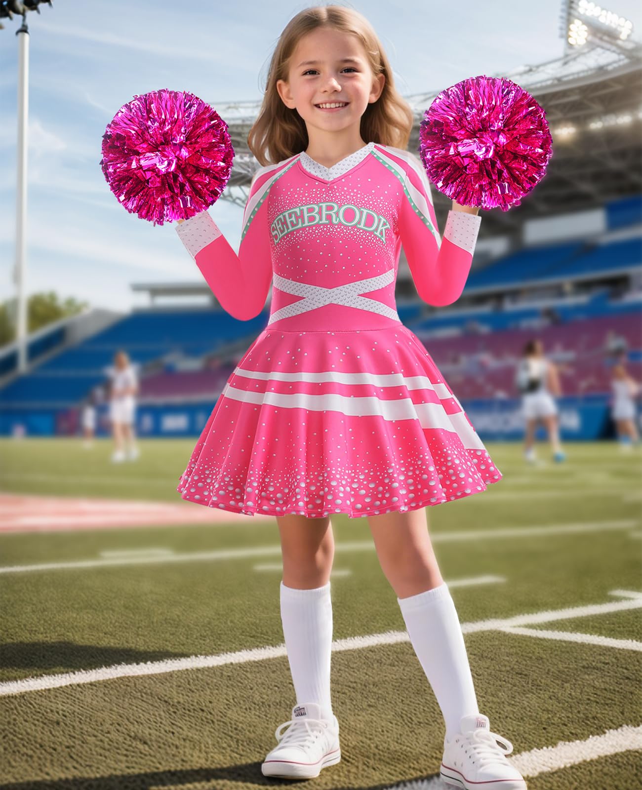 keaiyouhuo Cheerleader Costume for Kids Cheerleading Outfits Girls Movie Halloween Party Fancy Dress Up Uniform Outfit - Image 2