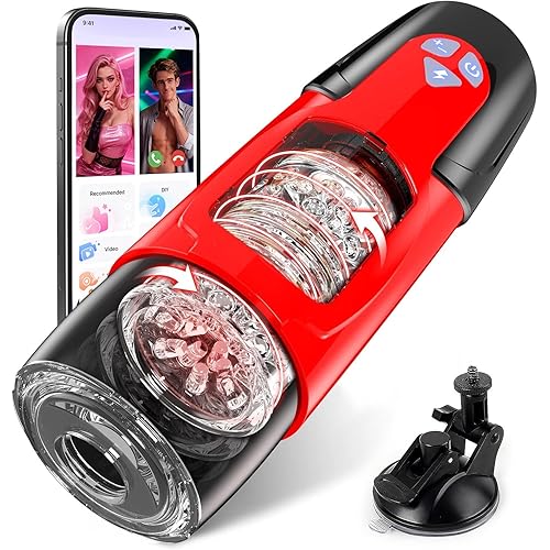 Cafatop Male Masturbator Sex Toys for Men - Electric Masturbators Penis Pumps Pocket Pussy Thrusting&Rotating Male Masturbation Stroker, Dildo Trainner Adult Sex Toys with Suction Base APP Control