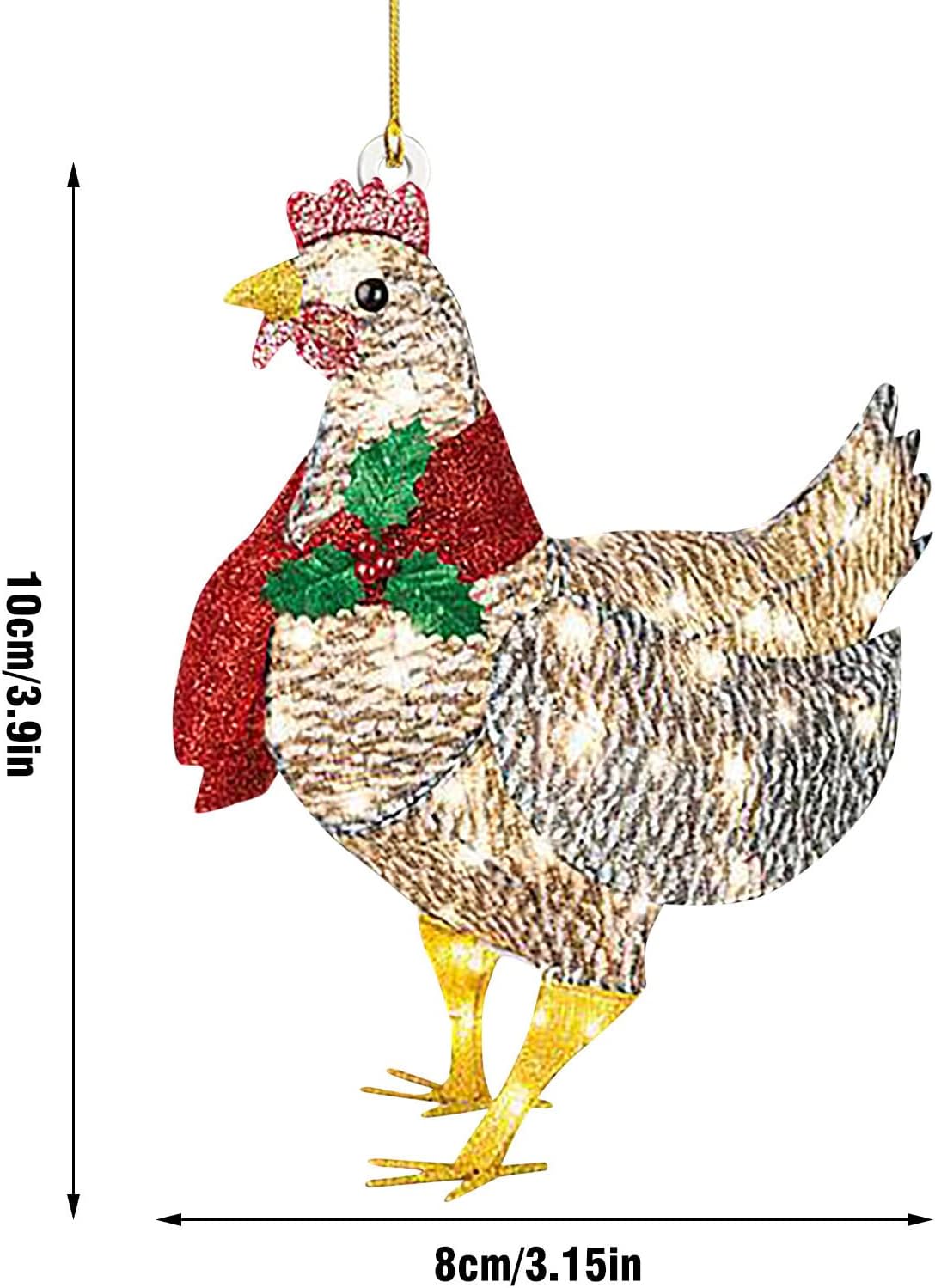 4 Pieces Christmas Chicken Ornaments Acrylic Xmas Tree Decoration for Christmas Party Winter Home Decor - Image 7