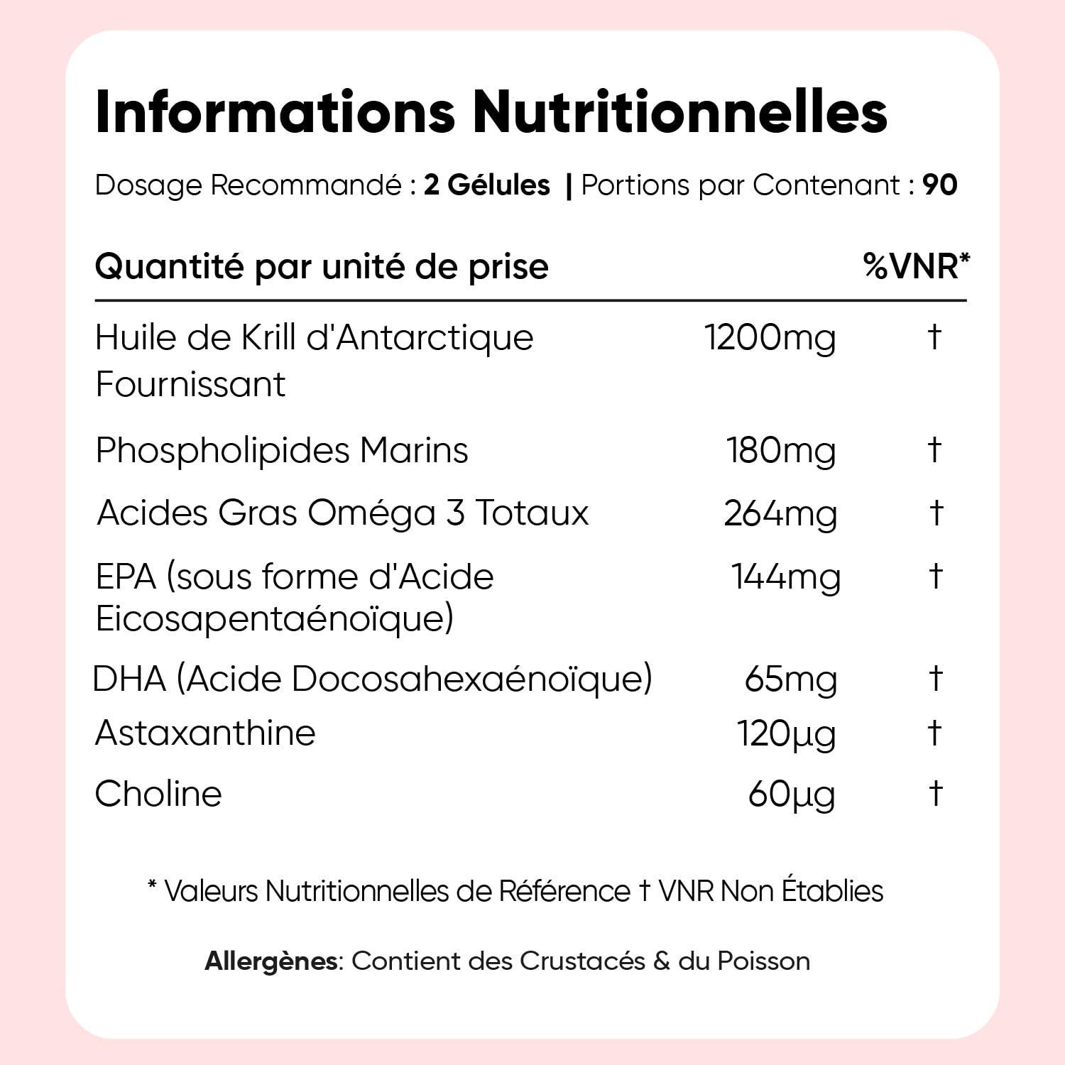 Huile de Krill d'Antarctique 1200mg Oméga 3 DHA EPA - 180 Gélules