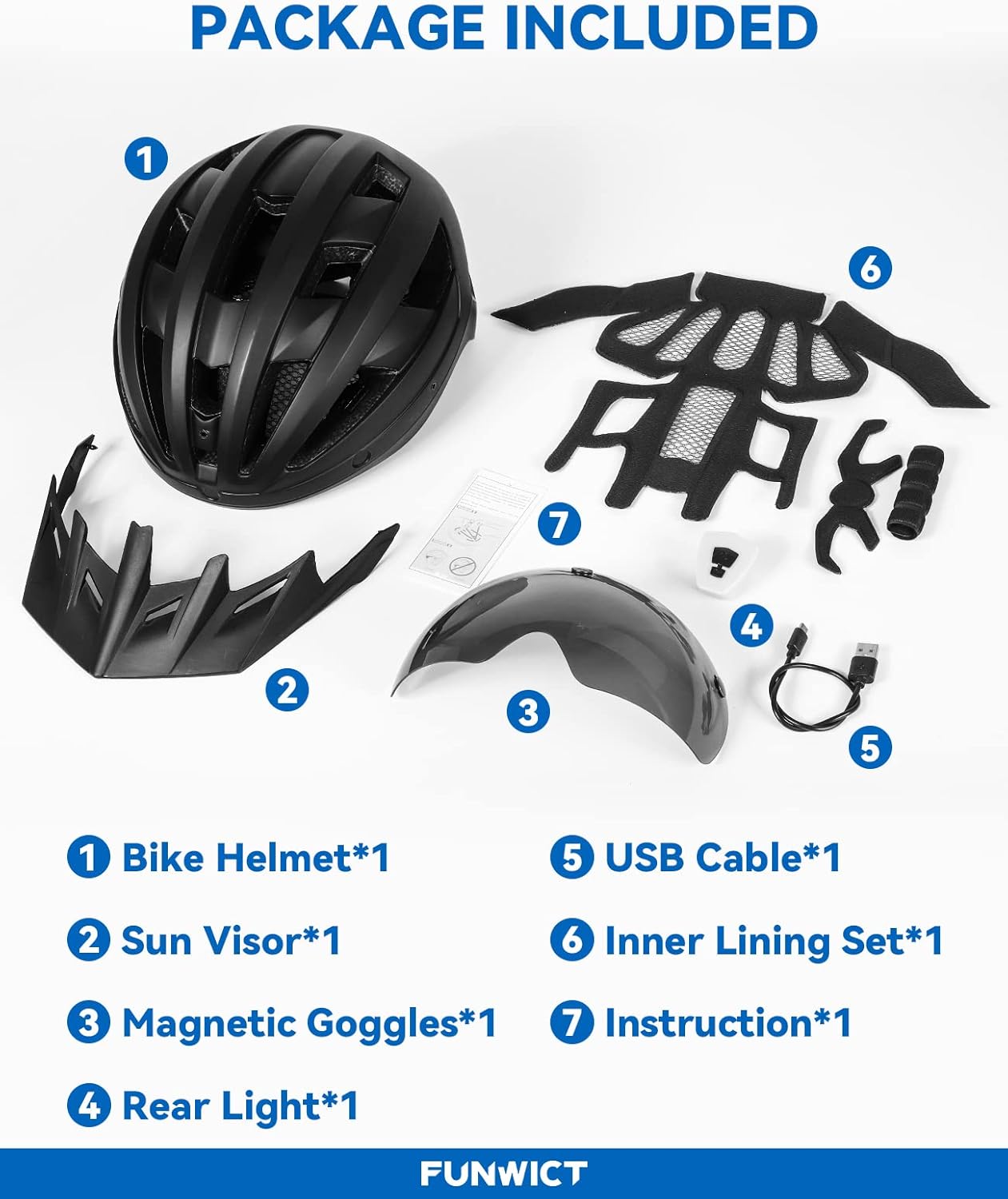 Adult Bike Helmet with Visor and Goggles for Men Women Mountain Road Bicycle Helmet Rechargeable Rear Light Cycling Helmet - Image 9