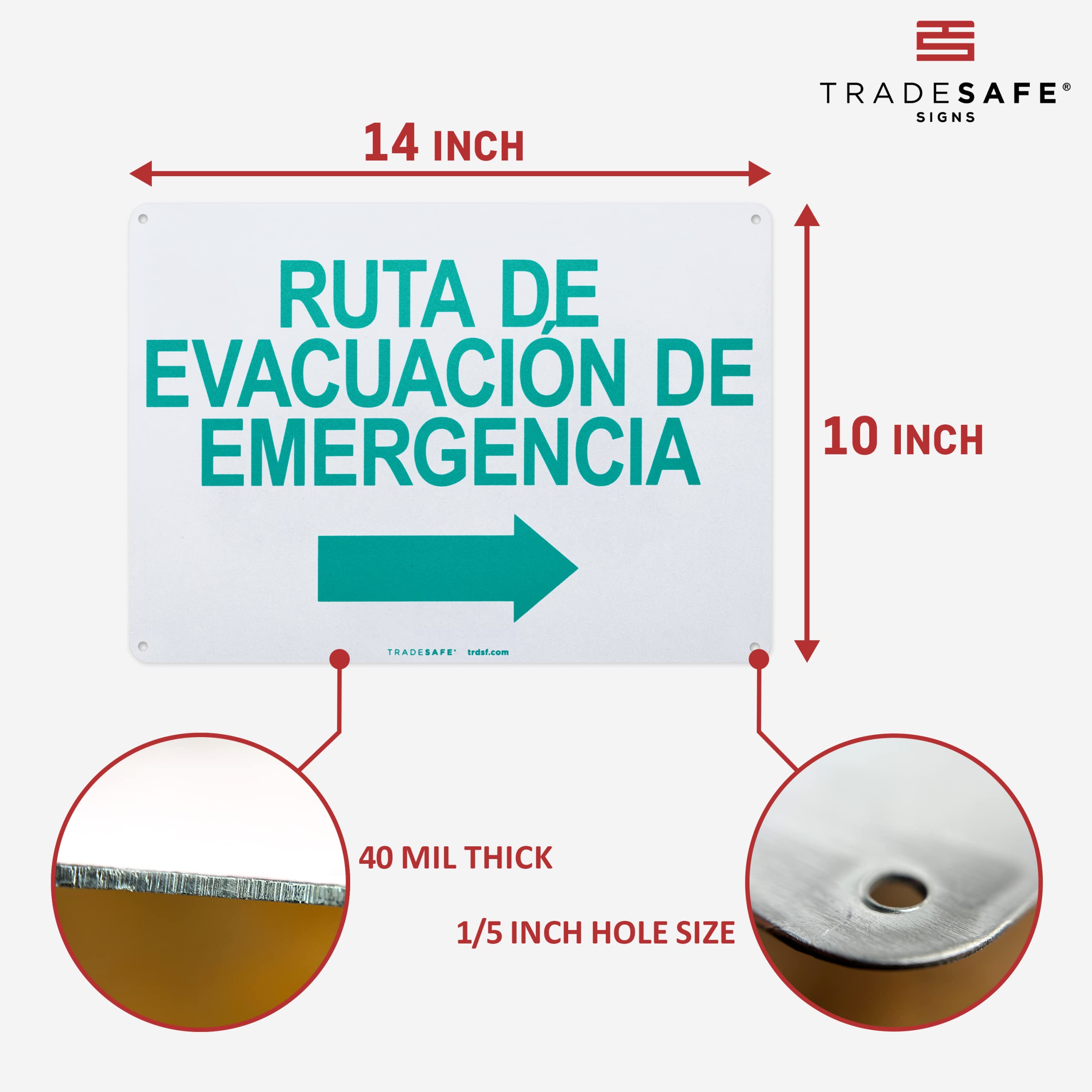 TRADESAFE Emergency Evacuation Route Arrow Right Sign – Ruta De