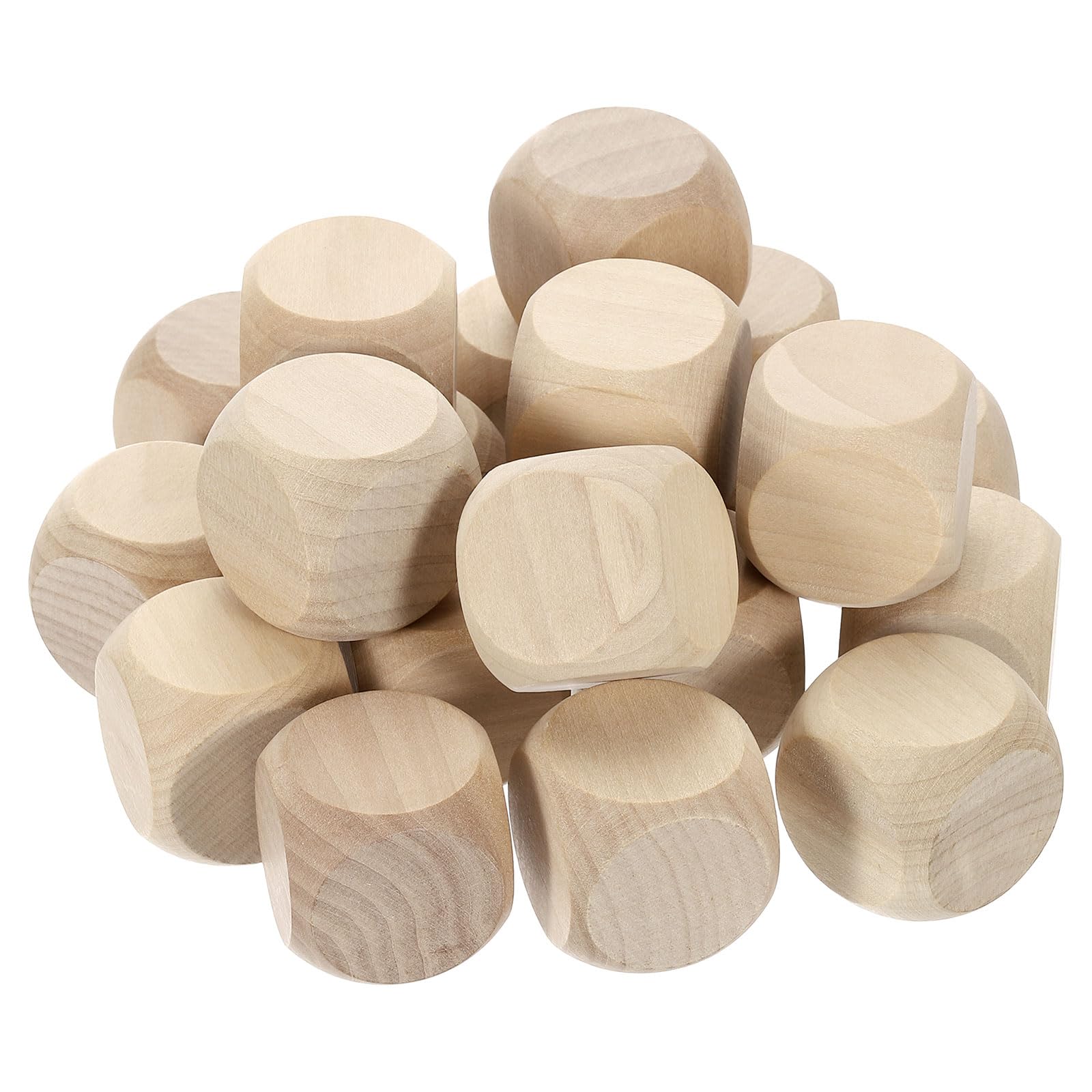 Pack 20 Dados De Madera En Blanco De 20 Mm Para Bricolaje | Lisos Sin Pintar, Esquinas Redondeadas, Bolsa De Almacenamiento, Ideales Para Manualidades Y Juegos