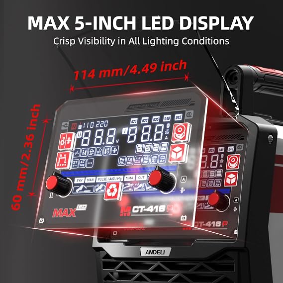 ANDELI Plasma Cutter Welder Combo,6-in 1 Pulse MIG/HF TIG/HF Cut/Stick/Flux Core Multifunctional Welder,110V/220V Dual Voltage Aluminium MIG Welding Machine,160A MIG/TIG/Stick & 40A Cut