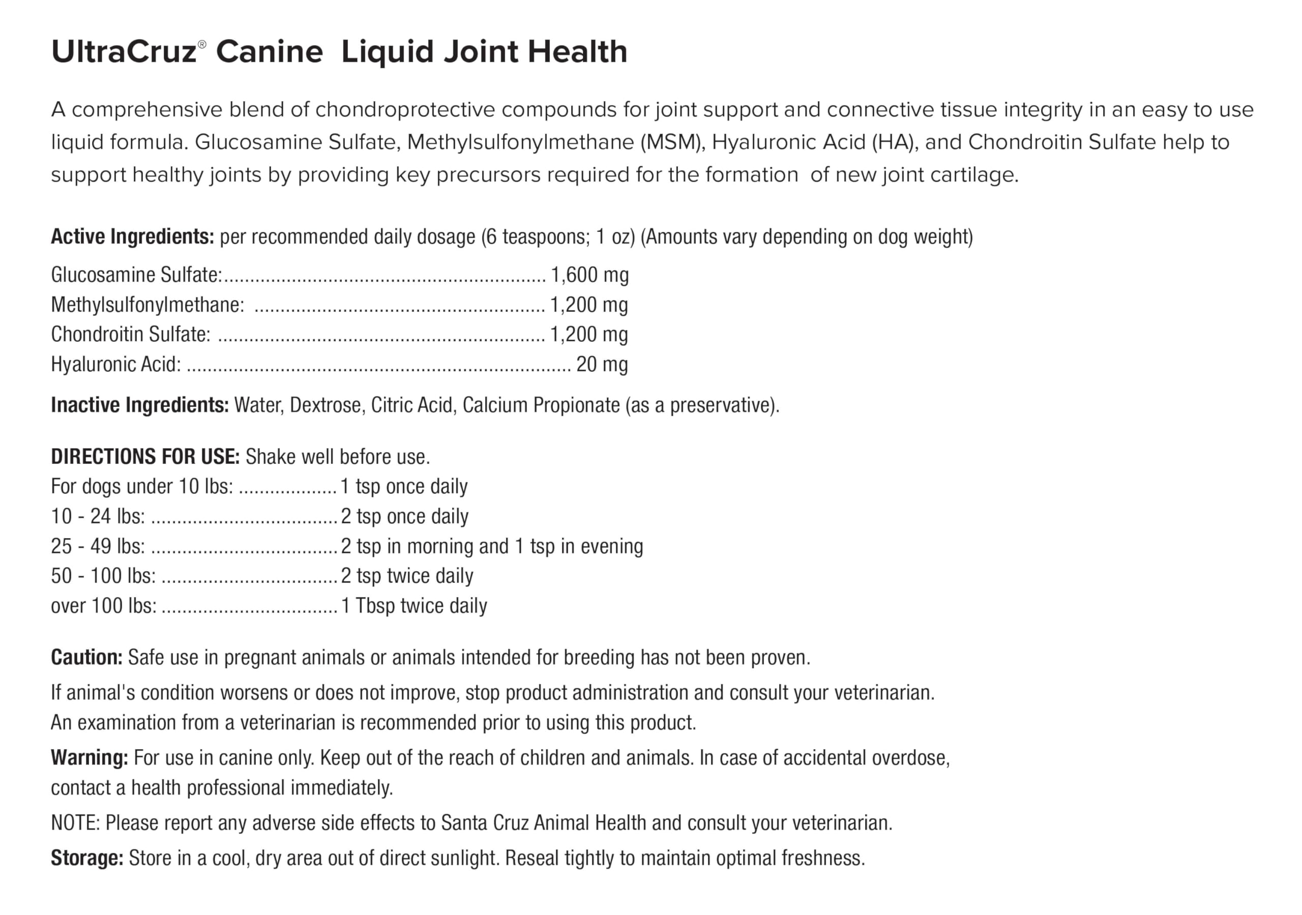 UltraCruz Integratore per la salute delle articolazioni liquide canine, 1 gallone