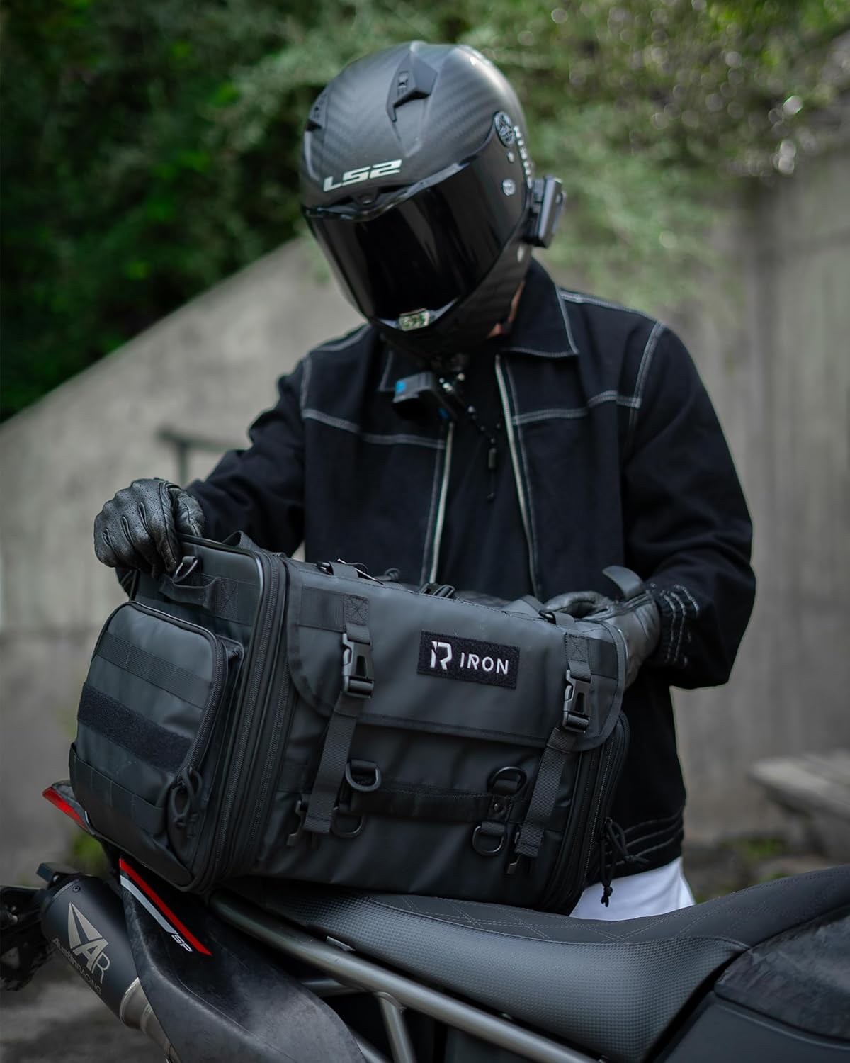 Motorcycle Tail Bag, Expandable Motorcycle Travel Luggage Bags 40L-60L, Waterproof Rear Rack Trunk with Rain Cover and Sissy Bar Straps - Image 2