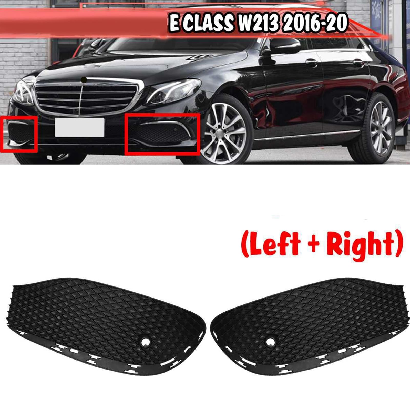 Amazon | 車用フロントバンパーフォグライトグリル 1ペア W213 2016