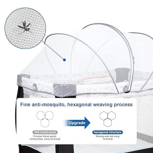 Miniatura 5 de Beberoad Love Cubierta portátil para tienda de juegos – Mosquitera transpirable con cremallera de 2 vías para cunas de viaje y corrales (blanco)
