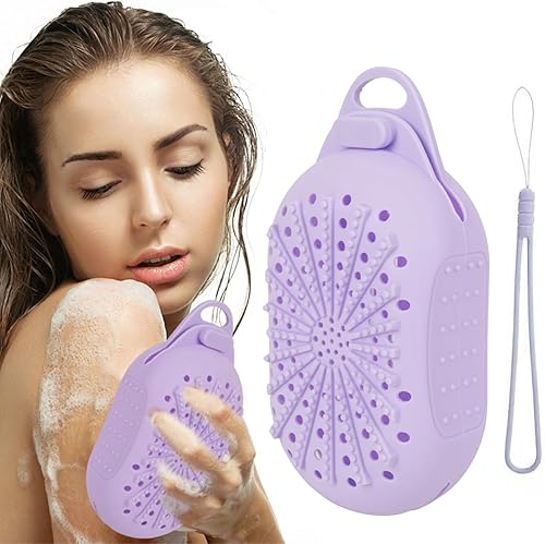 Silicone Soap Saver Bag & Exfoliating Loofah Pouch - Purple