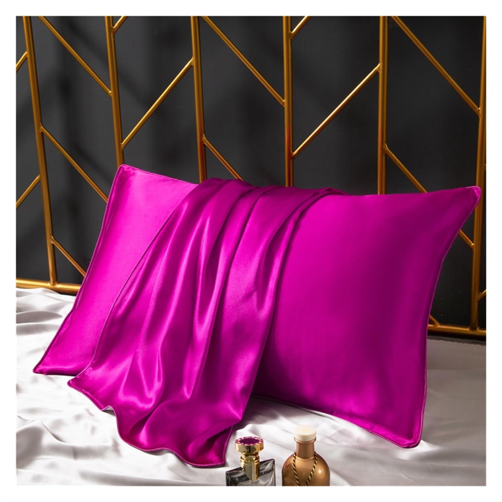 Funda Almohada Seda Funda de Almohada de Seda Estilo sobre Fundas de Almohada de Seda for Cabello Saludable Piel Mujeres Hombres Funda de Almohada de Lujo 48x74cm(Purple)