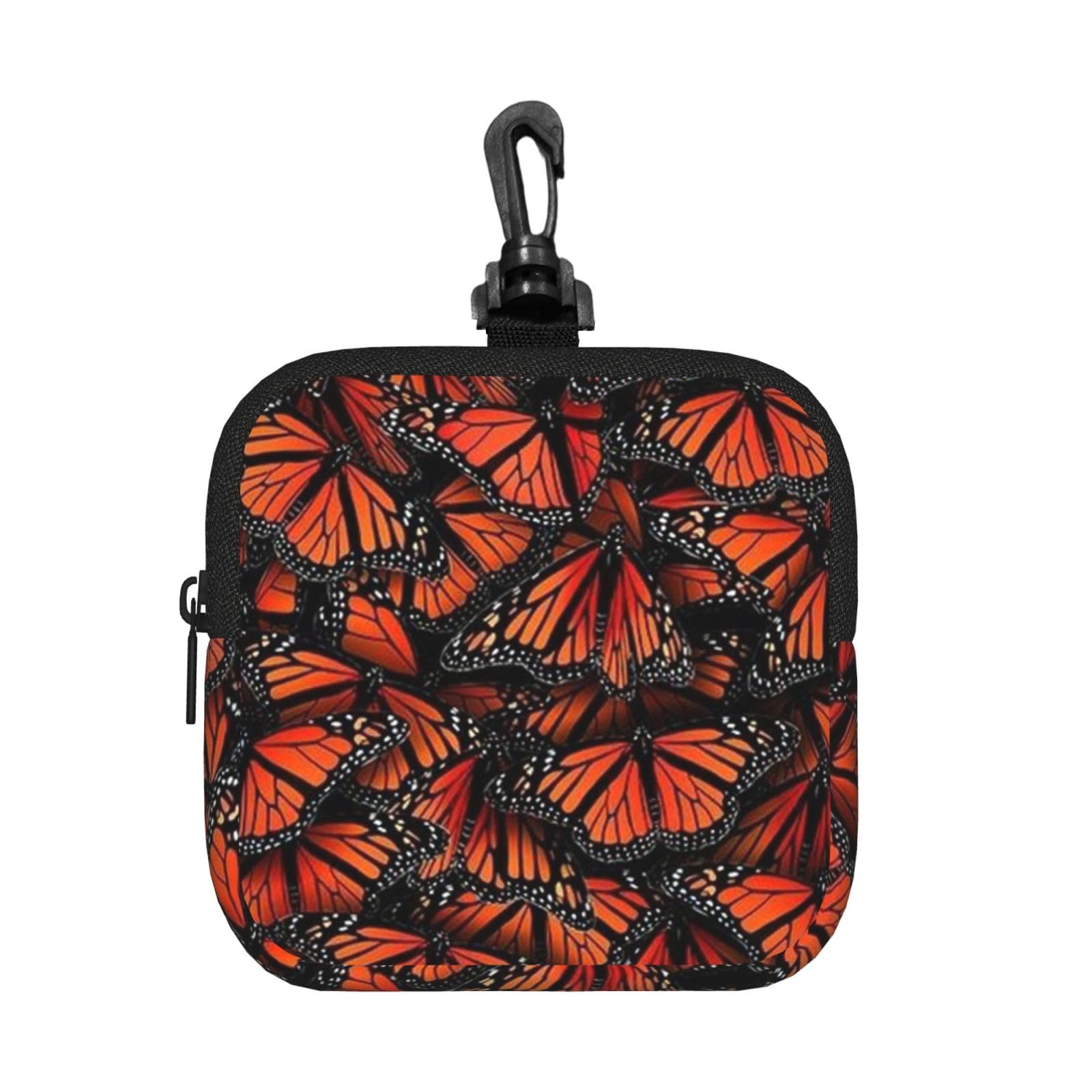 Ercgad Unisex Black Monarch Butterflies Print Square Storage Bag Travel Toiletry Cosmetic Organizer Pouch Lightweight Reusable