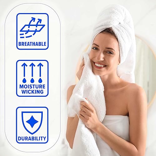 Miniatura 4 de Superior Juego de 4 toallas de baño de algodón sólido y mármol, de secado rápido, grandes, altamente absorbentes, uso diario, suaves, modernas,