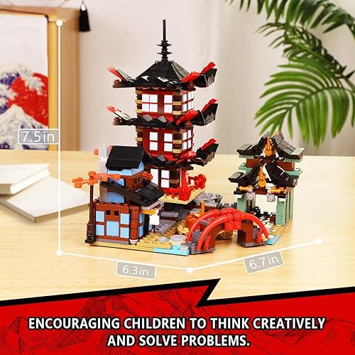 Miniatura 6 de MOC - Juego de construcción de templos ninja, compatible con LEG0 Ninja City, kit de simulación de ninja para niños, serie de edición de