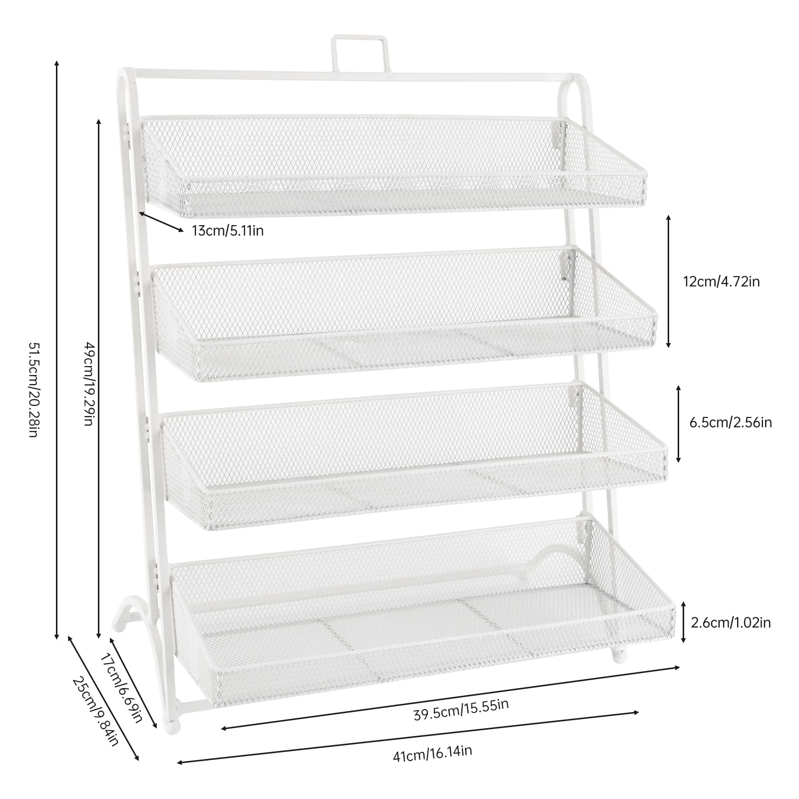 4 Tier Candy Display Rack, Metal Snack Display for Counter, Snack Organizer for Countertop, Chip Rack Display Stand Chip Bag Holder, Retail Display Shelf for Store Concession, Kitchen? White