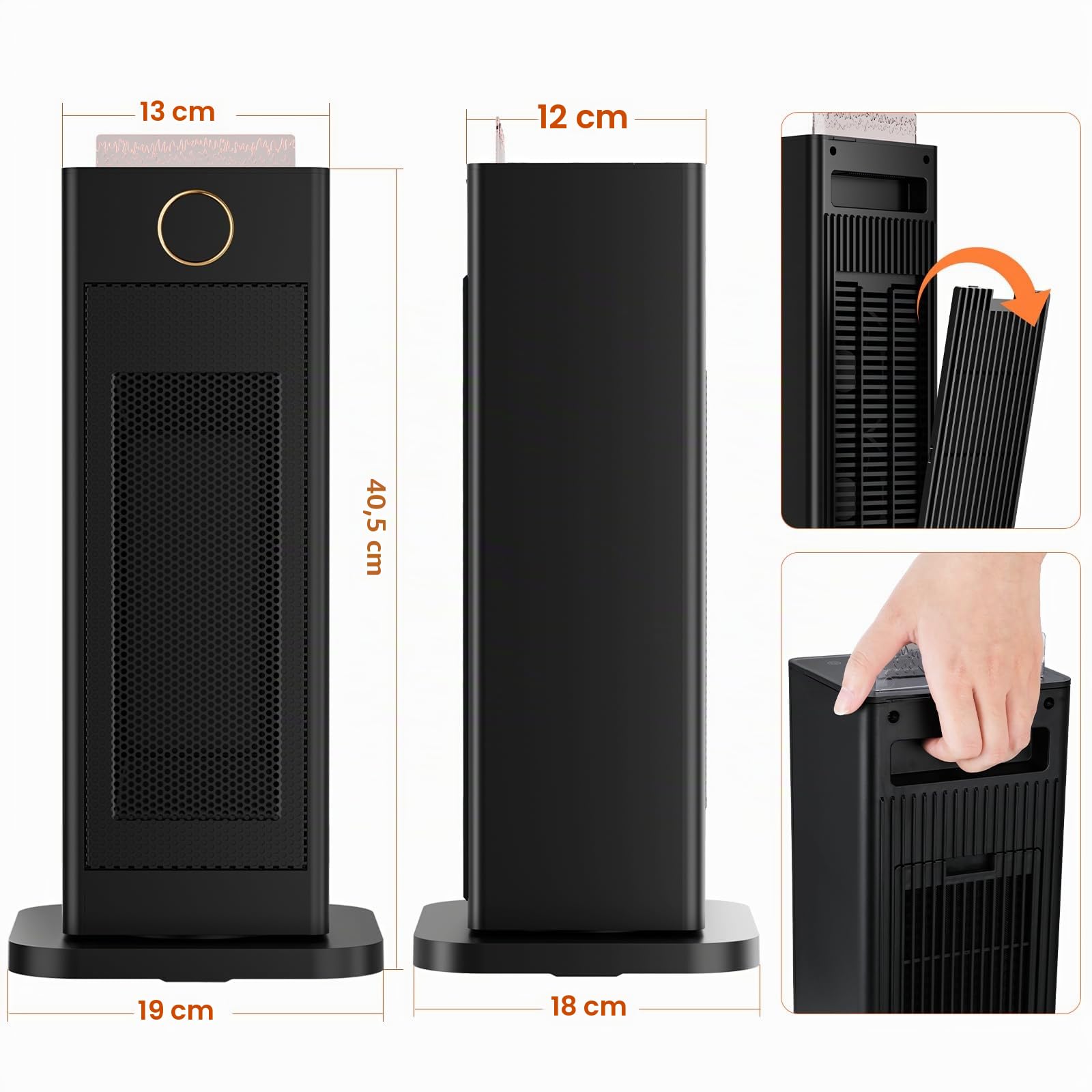 LIFERUN 2000W Termoventilatori Ceramici Compatti con Umidificatore Integrato, Timer, Telecomando, ECO, Oscillazione, Doppia Protezione Stufette Elettriche Silenzioso per Piccoli Spazi di a 10-25 mq