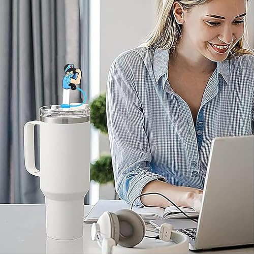 Miniatura 3 de Funda de popote para copa Stanley, 6 fundas de paja de nube compatibles con vaso Stanley de 30 y 40 onzas con asa, adorno de popote de silicona para